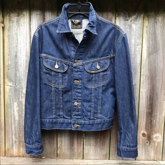 VINTAGE Lee Blue  Denim Button Up Jean Jacket Large - Picture 2 of 8